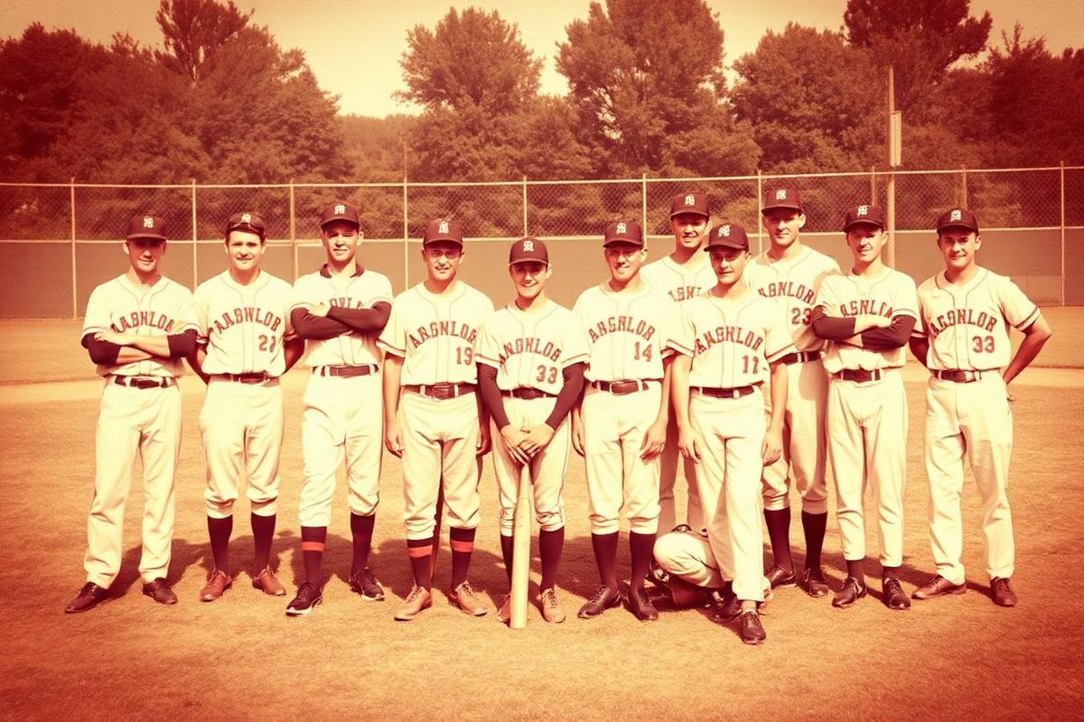 Historische teamfoto van een honkbalteam van The Braves